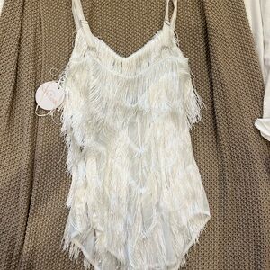 Selfie Leslie White Fringe dress